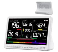 Monitor della qualità dell'aria per interni 16 in 1 con schermo da 7", batteria potenziata da 12 ore. Misuratore professionale per CO₂, COV, PM2.5, PM1.0, PM10, HCHO, temperatura, umidità, AQI e ora