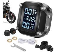 Monitor Di Pressione Pneumatici Per Motocicli - Rilevatore Motocicli Con Display LCD | Impermeabile Allarme Pressione E Temperatura Pneumatici Con Sensore Esterno - Per Motocicletta ATV Scooter Guida