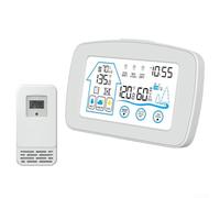 Monitor di temperatura e umidità senza fili per ambienti interni ed esterni con letture e interfaccia LCD intuitiva (bianco)