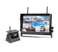 Monitor digitale wireless da 10,1 pollici con schermo IPS, registrazione video DVR e base magnetica pannello solare, telecamera posteriore for camion(1 Camera Kit)