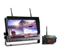 Monitor digitale wireless da 10,1 pollici QUAD in modalità standby + pannello solare con base magnetica, telecamera for retromarcia, camion(1 Camera Kit,128G)