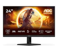 AOC Gaming 24G4HRE - Monitor Full HD da 24 pollici, 200 Hz, 1 ms, compensazione S-sync, HDR10 1920x1080, 2x HDMI 2.0, DisplayPort 1.4 nero-rosso, 24 Inch FHD Fast IPS, Supporto fisso - Altoparlanti