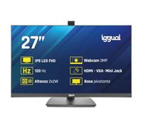 iggual -Monitor ML27WC 27 pollici 16:9 -Full HD -Pannello LED IPS 100Hz -Webcam Telescopica integrata Videoconferenze -Schermo e Telaio Ultra Sottile -Inclinabile - VGA HDMI (61,5 x 36,9 x 4,6) cm