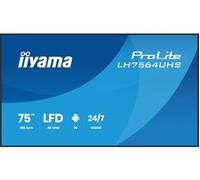 iiyama Prolite LH7564UHS-B1AG - Display digitale da 75", 189,5 cm, pannello LED VA 4K UHD HDMI USB-C USB2.0 RS-232c RJ45 Android 14 OS iiSignage² WiFi Mediaplayer 24/7, antiriflesso, nero