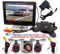 MONITOR LCD 7" TFT 12V 220V VIDEOSORVEGLIANZA + 2 TELECAMERE X CAMPER AUTO ECC