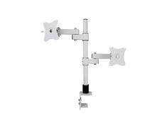 Monitor LCD a doppio schermo superiore e inferiore da 14-24 pollici con sollevamento telescopico, rotazione, altezza, supporto tavolo morsetto(White)