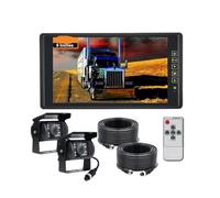 Monitor LCD TFT da 9" con clip for specchietto retrovisore, telecamera di retromarcia HD 12/24 V, 4 pin, for auto, camion, autobus, IP68, impermeabile(2 Camera)