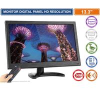 MONITOR LED 13.3" POLLICI HD AV VGA HDMI BNC AUDIO IN SPEAKER VIDEOSORVEGLIANZA