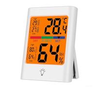 Monitor meteo digitale per interni con letture di temperatura e umidità, pulsante touch, schermo retroilluminato giallo e design con supporto magnetico (bianco)