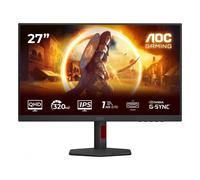 AOC Monitor Q27G4SRU da 27 pollici QHD, 300 Hz, IPS, 0,3 ms, Adaptive Sync, HDR400, regolazione dell'altezza, altoparlanti, G-Sync Comp., (2560 x 1440, HDMI 2 x 2.1, DP 1 x 1.4 Hub USB) Nero/Rosso