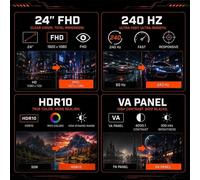 Monitor PC PcCom Elysium 24 VA Full HD 240Hz VA HDR10 Adaptive Sync 1ms