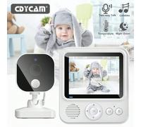 Monitor per bambini con schermo LCD da 2,8 pollici, telecamera senza fili HD con zoom 4X, rilevamento di protezione intelligente, telecamera baby sitter bidirezionale con visione notturna, display del