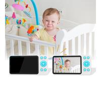 Monitor per bambini WiFi da 5" 1080P, rotazione pan & tilt di 355, interfono vocale