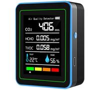 Monitor per la Qualità dell'Aria Interna, 5 in 1 Portatile Tester Intelligente per la Qualità dell'Aria per CO2 | TVOC | HCHO | Temp | Umidità per Casa, Auto, Piante, Animali Domestici e Altro