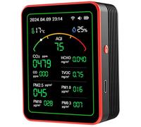 Monitor per la qualità dell'aria, tester di qualità dell'aria da 15 in 1 con PM, CO2, CO, TVOC, HCHO, PM, AQI, temperatura e umidità, timer, display in tempo reale, controllo delle app per Home & Off