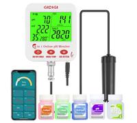 Monitor per pH, EC e ppm dell'acqua, tester pH Wi-Fi per idroponica | 8 in 1 per Aquarim; monitoraggio 24 ore su 24, 7 giorni su 7 tramite Tuya; utenti multipli; avviso di perdita di segnale