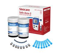 Monitor per zucchero nel sangue Sinocare Safe Accu 2 con tecnologia avanzata, 200 memorie per conoscere le variazioni di valore | Senza misuratore+Solo 50 pezzi×(strisce+lancette) | mg/dL