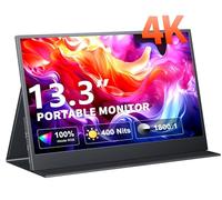 Monitor portatile 4K, schermo portatile UHD IPS da 13,3 pollici, secondo schermo doppio USB C HDMI per computer da gioco con altoparlanti, monitor da viaggio per PC, telefono, PS4/5, Xbox Switch