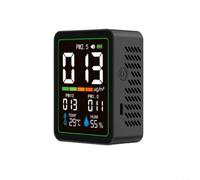 Monitor portatile 5 in 1 della qualità dell'aria che rileva l'umidità della temperatura PM2.5 PM10 PM1.0 con monitoraggio in tempo reale ad alto sensore e ricarica USB-C (MT04 nero)