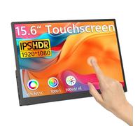 Monitor portatile touchscreen, 15,6'' 1080p 10-point FHD IPS HDR Travel Display 100% sRGB, 1000: 1, con supporto regolabile a 45° e doppi altoparlanti, HDMI USB C secondo monitor esterno per laptop/PC
