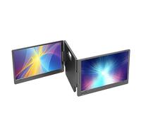 Monitor Portatile Triplo da 14 Pollici, Extender Portatile Pieghevole FHD 1080P HDR IPS Doppio Schermo per Laptop da 15,6 Pollici, Supporto Regolabile, Angolo di (X 90 Spina UE)