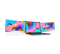 Monitor Portatile Triplo da 14 Pollici per Laptop, Estensore Display IPS HDR 1080P, Schermo Monitor Laptop Estensore Doppio Schermo Esterno con Supporto per Laptop/PC/PS/interruttore(Spazio grigio)