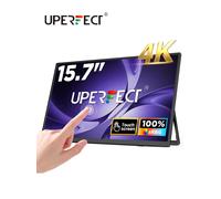 Monitor portatile UPERFECT 4K UHD da 15,6 pollici con touchscreen e supporto LS VESA Touch Ultra-Wide senza cornice per laptop, Mac, PC, gaming, display IPS