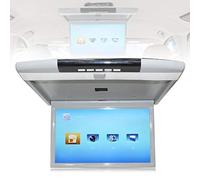 Monitor Ribaltabile per Auto, 17.3 Pollici 16: 9 Schermo Tft Digitale Ultrasottile 1080p Video Lettore per Auto da Tetto Monitor Montato sul Tetto Porta Hdmi USB SD Ir E FM,Grey