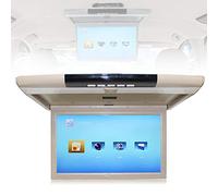 Monitor Ribaltabile per Auto, 17.3 Pollici 16: 9 Schermo Tft Digitale Ultrasottile 1080p Video Lettore per Auto da Tetto Monitor Montato sul Tetto Porta Hdmi USB SD Ir E FM,Beige