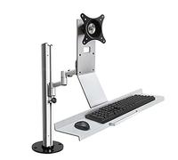 Monitor Stand 13"-27" Single Monitor Stand Wall-Mounted Monitor Mount Stand with Keyboard Tray Height Adjustable Monitor Mount Holds Up to 17.6lbs Monitor Mount (Desktop Installation)