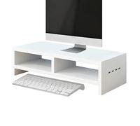 Monitor Stand - 2 Layer Wooden Riser with 4 USB Ports, Desktop Organizer for Computer Laptop Printer and Office Electronics, Use for Home Office Study or Workstation Setup, 19.69x7.87x5.12 Inches