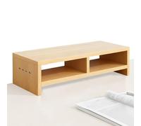 Monitor Stand - 2 Layer Wooden Riser with 4 USB Ports, Desktop Organizer for Computer Laptop Printer and Office Electronics, Use for Home Office Study or Workstation Setup, 19.69x7.87x5.12 Inches