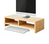 Monitor Stand, 2 Layer Wooden with 4 USB Ports, Monitor Stand for Computer, Ergonomic Desktop Organizer Riser, Easy to Assemble Storage, Home Office Accessory for Study, Work, and Bedroom, 20 Inches