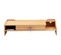 Monitor Stand Riser - Wooden Desktop Organizer Shelf with Drawer | Wood Computer, Laptop, Printer or TV Screen Riser for Home, Dorm, Offices, Hotel, Restaurant, Apartment, and Workspaces Organization