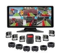 Monitor touchscreen da 10,36" con schermo diviso a 6 canali e telecamere posteriori anteriori rilevamento Ai for roulotte camper(Complete Kit)