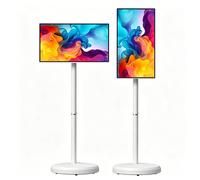 Monitor Touchscreen Smart 21,5" con Supporto TV Su Ruote,TV Portatile con Piedistall,Display All-In-One con Inclinazione e Rotazione,Batteria Integrata 6000 Mah per Soggiorno,Camera Letto,Ufficio