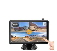 Monitor touchscreen wireless da 7 pollici con schermo diviso, rilevamento AI, telecamera di backup solare, nessun danno for l'installazione camper(2 Cameras Kit)