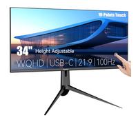 Monitor touchscreen WQHD 3440 × 1440P da 34 pollici 350cd/m², contrasto 3000:1, display touch per computer con cornice stretta 100Hz, USB-C, USB-B, USB-A, DP, HDMI, touch screen regolabile in altezza