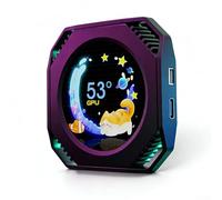 Monitor USB da 2,1 pollici raffreddato ad acqua, display dinamico fai da te secondario per computer per il monitoraggio di case di computer (nero)