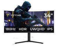 YEYIAN Elysium 34 Monitor Gaming 34" Curvo WQHD | Schermo Ultra Wide | 21:9 | 3440x1440 | Pannello IPS | 180Hz | 1ms | FreeSync | 16M Colori | 120% sRGB | 2 x DisplayPort 1.4 e 2 x HDMI 2.1
