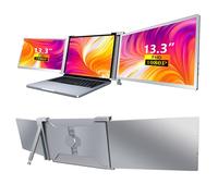 Monitoraggio del laptop xtevu, estensione dello schermo da 13,3 pollici con display triplo pieghevole e cavalletto per la configurazione del monitor per laptop portatile