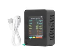 Monitoraggio della qualità dell'aria Portable LCD Schermata della retroilluminazione CO2 TVOC HCHO PM2.5 PM10 Rilevatore con allarme per il teatro di qualità dell'aria interna (Nero)