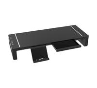 Monitoraggio di riser: supporto regolabile pieghevole da 47x6cm, supporto per computer in resistente, organizzatore desktop multifunzionale con cassetto pull out | Accessorio pratico di works