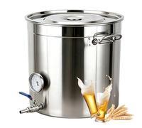 Monitoraggio in Tempo Reale Paiolo per Polenta e Birra con Rubinetto, Drenaggio Integrato Pentola Professionale, Acciaio Lucidato per Cucina(33L/8.7Gal)