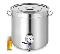 Monitoraggio in Tempo Reale Pentola Grande per Gastronomia e Birra, Drenaggio Integrato, Resistente al Calore, Acciaio Lucidato con Coperchio Ermetico(50L/13.2Gal)