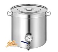 Monitoraggio in Tempo Reale Pentola per Birra Artigianale con Drenaggio Integrato, Manici con 4 Rivetti, Fondo Composito, Inox Professionale Robusto(33L/8.7Gal)
