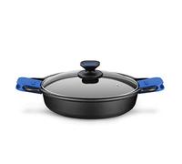 Monix Casseruola Bassa, adatta per tutti i tipi di fornelli e induzione, Alluminio, Nero/Blu, 24 cm