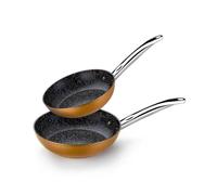 Monix Copper - Set di 2 padelle effetto rame, 20 - 24 cm, alluminio forgiato antiaderente con particelle di titanio, per tutti i tipi di cottura, anche a induzione.