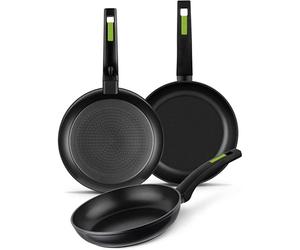 Monix Green Set di 3 padelle per induzione in alluminio forgiato