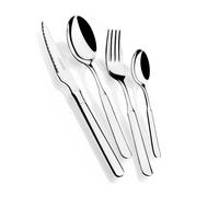 MONIX Milan | Set di posate di 24 pezzi con coltello da bistecca, acciaio inossidabile 18/10, design contemporaneo, finitura lucido brillante, spessore 2 mm (6 persone)